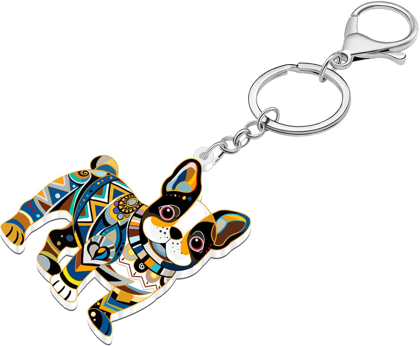 DUOWEI Acrylic Boho French Bulldog Keychain Frenchie Gifts for Dog Lovers Women Mom, Animal Puppy Accessories Purse Bag Charm image 5