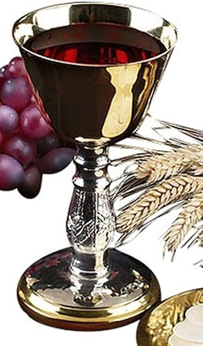 Miniatura 2 de Stratford Chapel Juego de cáliz y patena de dos tonos con ciborio y cubierta de cruz, altura de 5 pulgadas