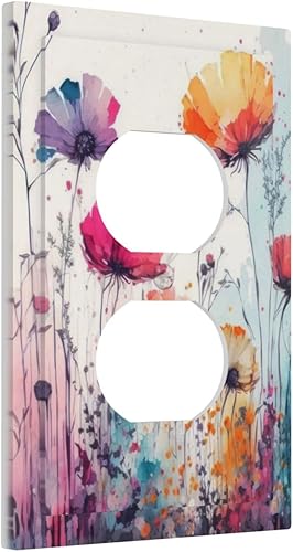 Miniatura 155 de Cubiertas de salida iridiscentes abstractas coloridas nubes dúplex de 1 cuadrilla, placa de cubierta de interruptor de luz arco iris, placas