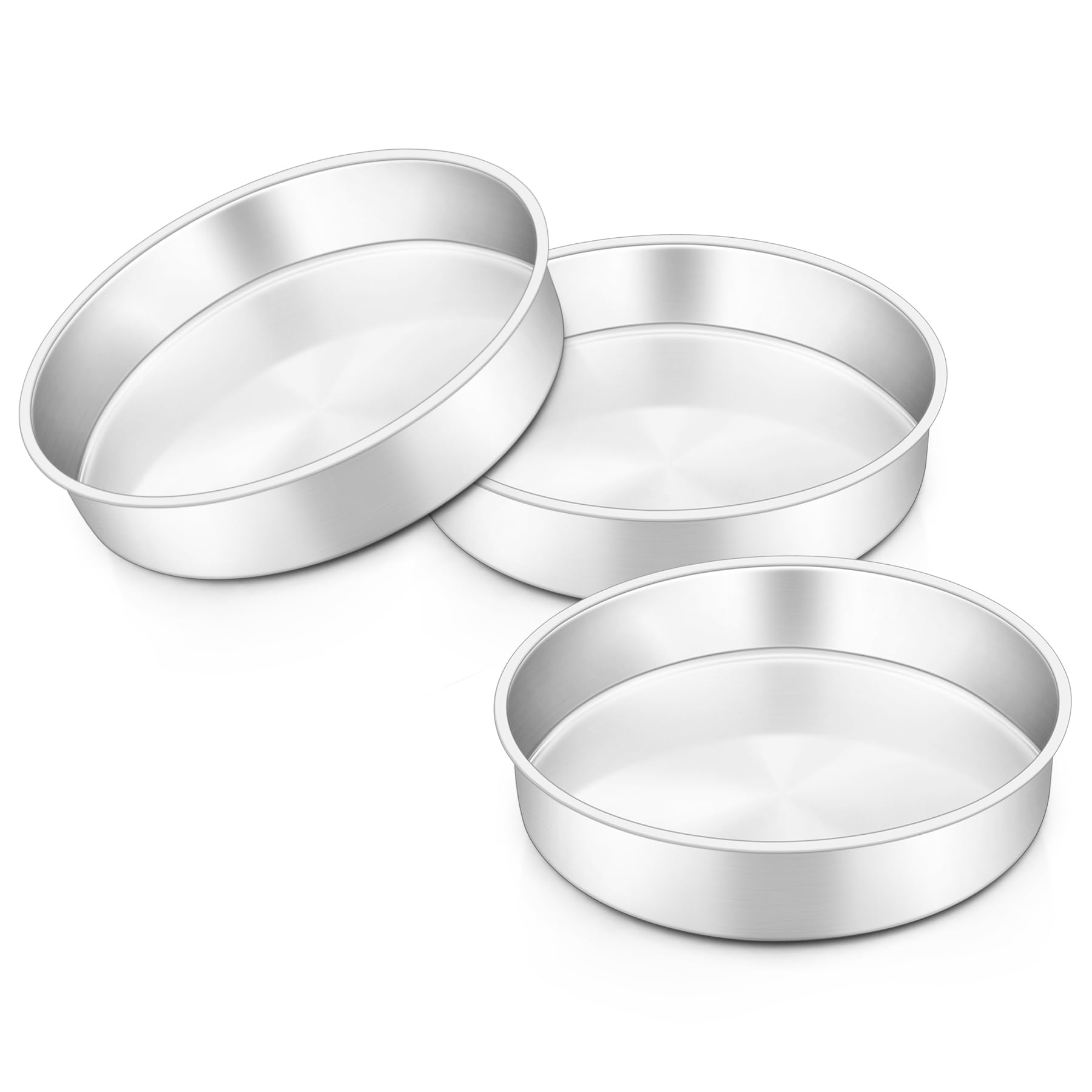 HaWare Set di 3 teglie rotonde in acciaio inox, 15,2 cm, per compleanni e matrimoni, per arrostire, servire, salutari e atossici, lucidati a specchio e lavabili in lavastoviglie (16 cm)