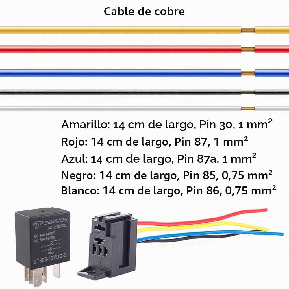 5 Piezas 12V 30A Relé 5 Pines Vehículo Coche Relé Kit Automático Ventilador Eléctrico Bomba Combustible Alta Resistencia Carro Enchufe Zócalo
