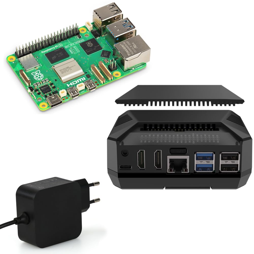 Raspberry Pi 5 8GB Profi-Kit für Entwickler und Hobbyprogrammierer - Argon ONE V3 M.2 NVME PCIE - USB-C 27W Netzteil - 8