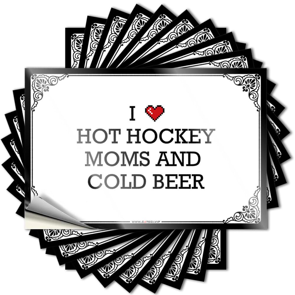 Tattoos Garage Scratch Resistant Decals, Custom Matte Print for Phone Case Mom | Rooms Decorations Uv Proof Pack I Love Hot Hockey Moms & Cold Beer(6X9CM)
