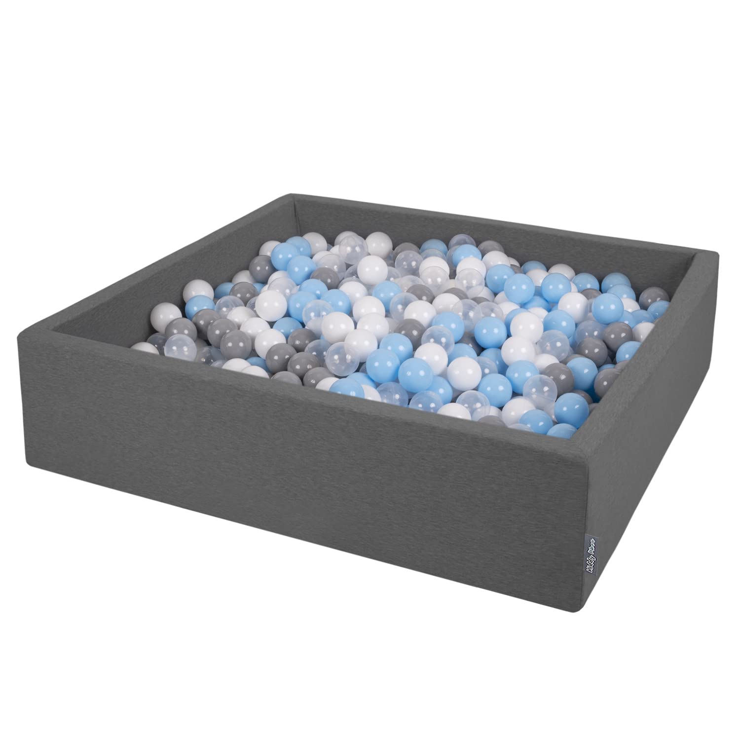 KiddyMoon Soft Ball Pit Square 120X30cm/600 Balls โ
7Cm / 2.75In For Kids, Foam Ball Pool Baby Playballs Children, Made In EU, Dark Grey:Grey/White/Transparent/Babyblue