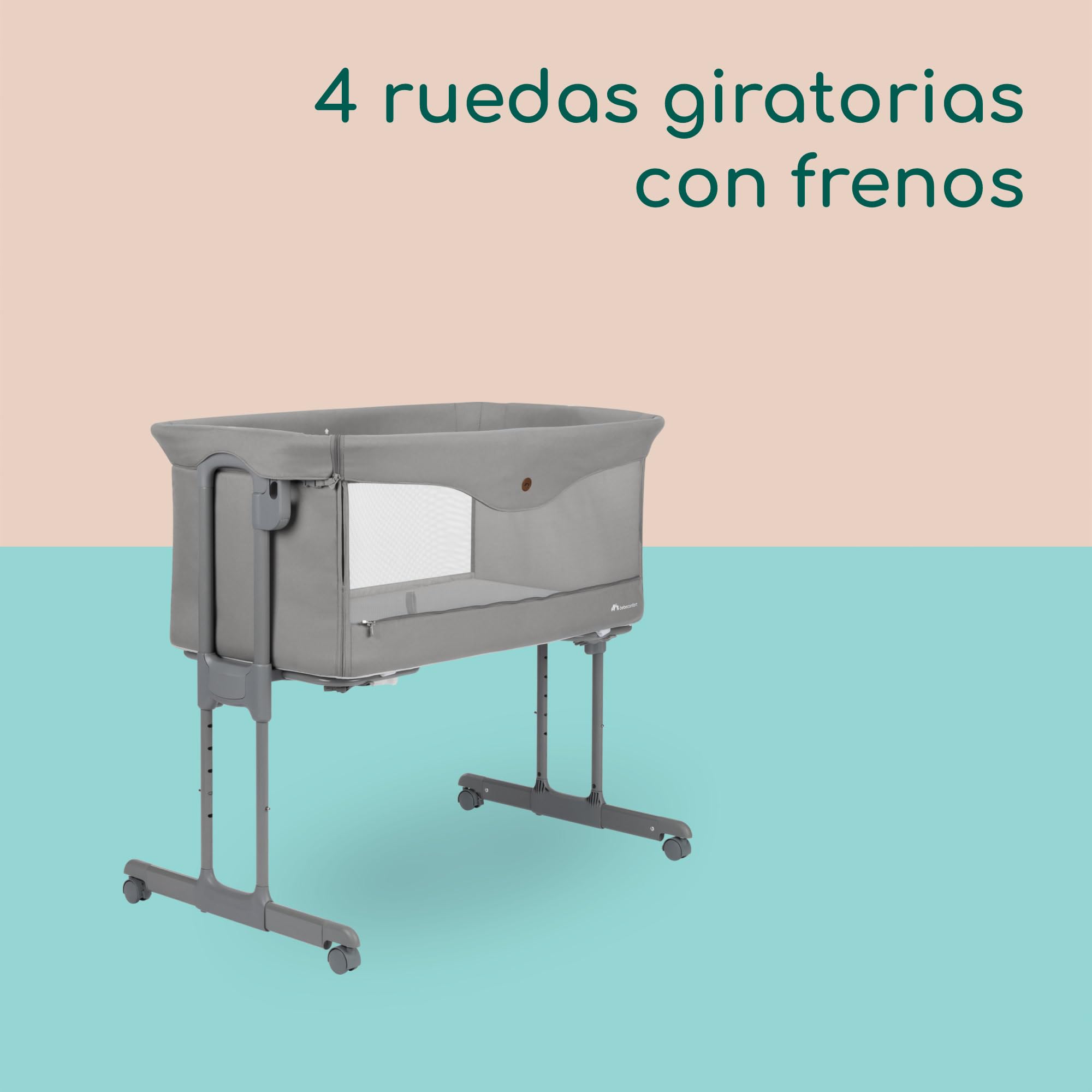 Bebeconfort Amara, Cuna Bebé, 0-6 Meses, 0-9 kg, Cuna Colecho Bebé, Cuna de Colecho y Moisés 2 en 1, Cuna Plegable en 3 Segundos, Fácil de Mover, Práctica Bolsa de Viaje, Tinted Grey