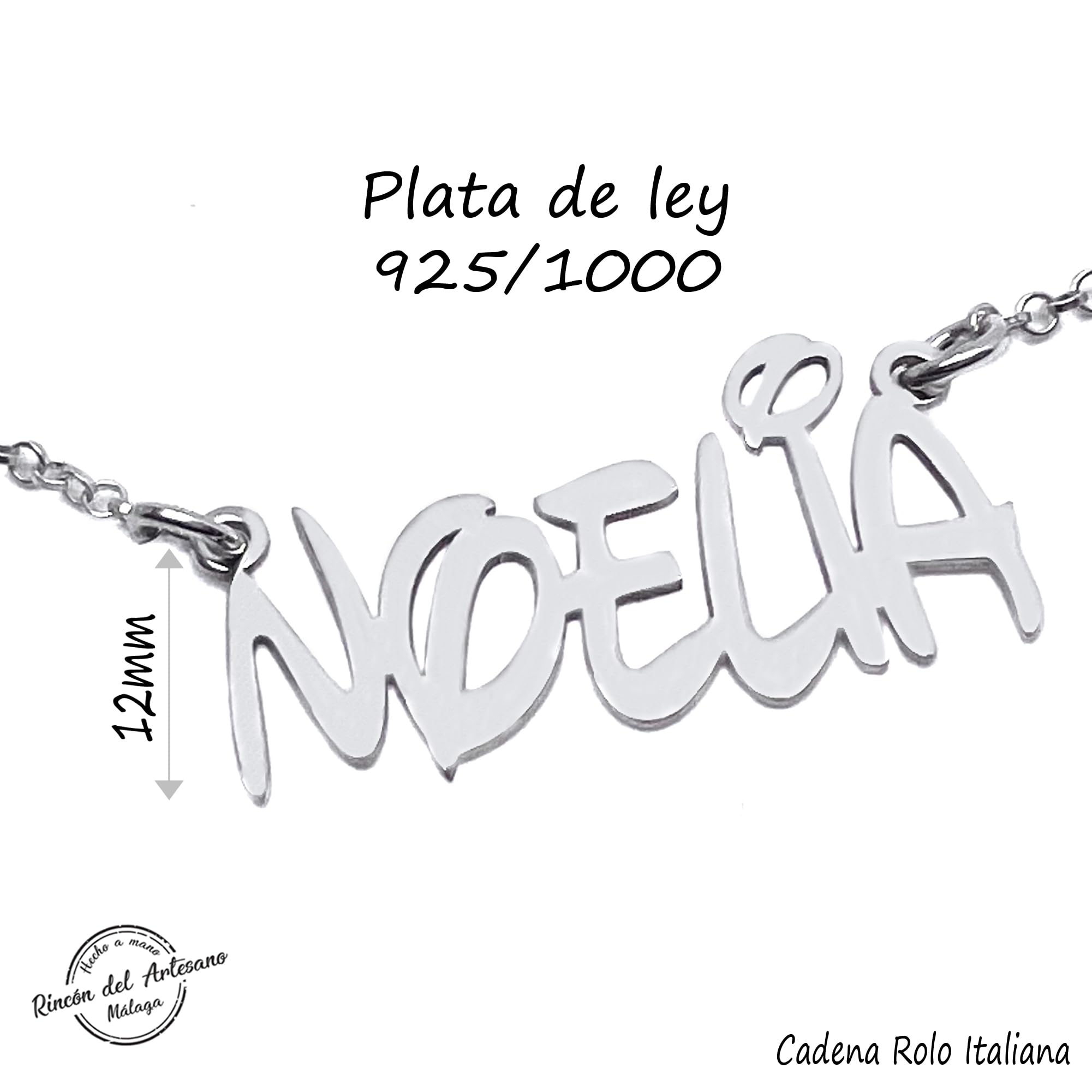 Collar con Nombre para Mujer Personalizado en Plata de Ley 925/1000. Colgante con Nombre. Regalo día de la madre. Modelo Noelia