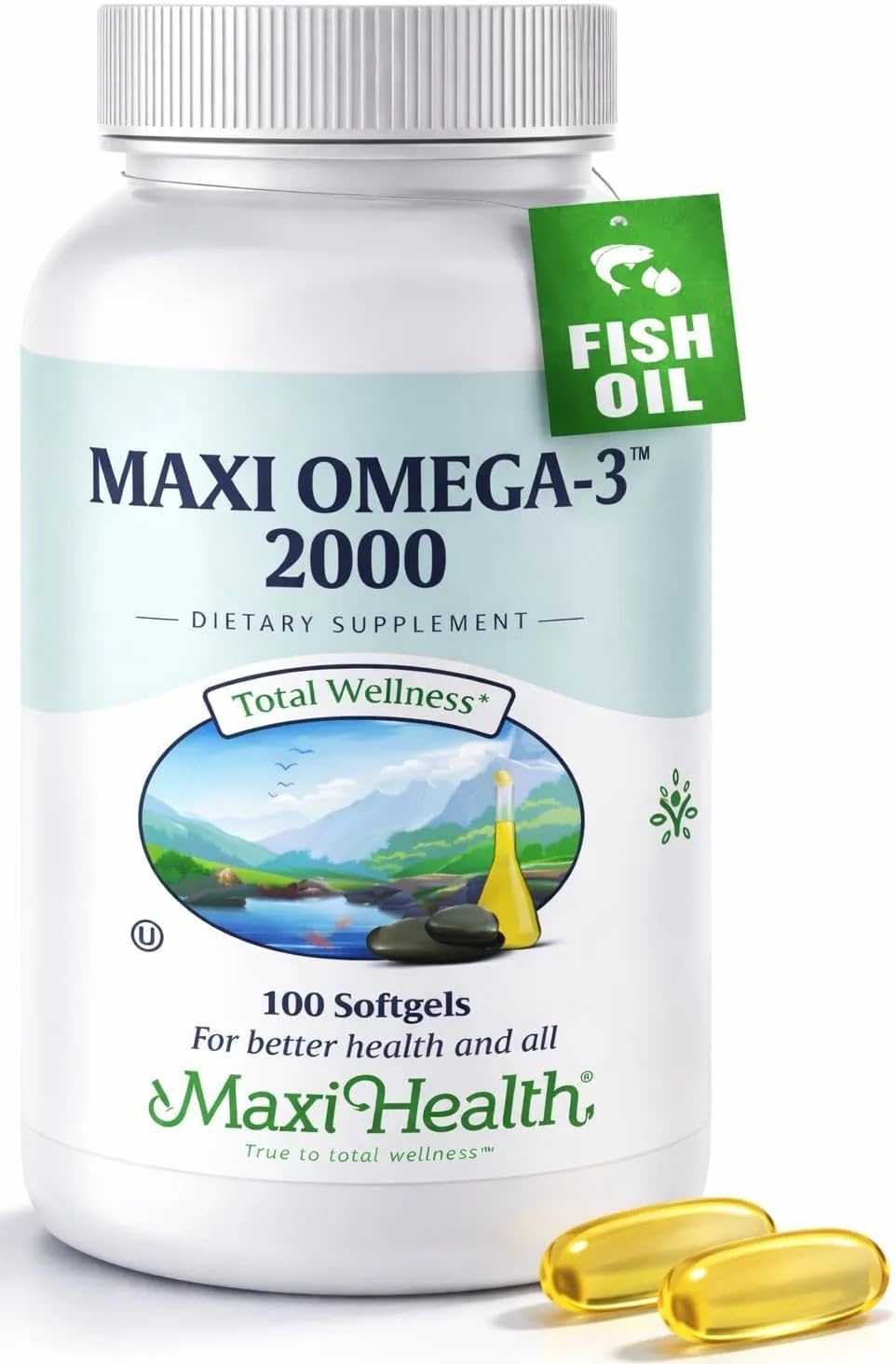 - Omega 3 Fish Oil - Triple Strength 2000 mg Kosher Fish Oil Supplements - No Fishy Aftertaste Omega 3 Supplement - Burpless Fish Oil Omega 3 Fatty Acid Supplement with EPA and DHA (100 Softgels)