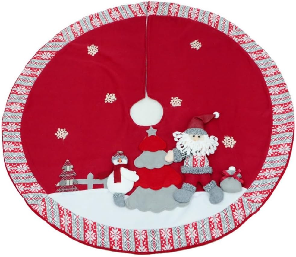 Tree Skirt Christmas Christmas Decorations Christmas Tree Tree Group Christmas Tree Decoration Santa Claus Snowflake Apron Christmas Skirt Tree(Red)