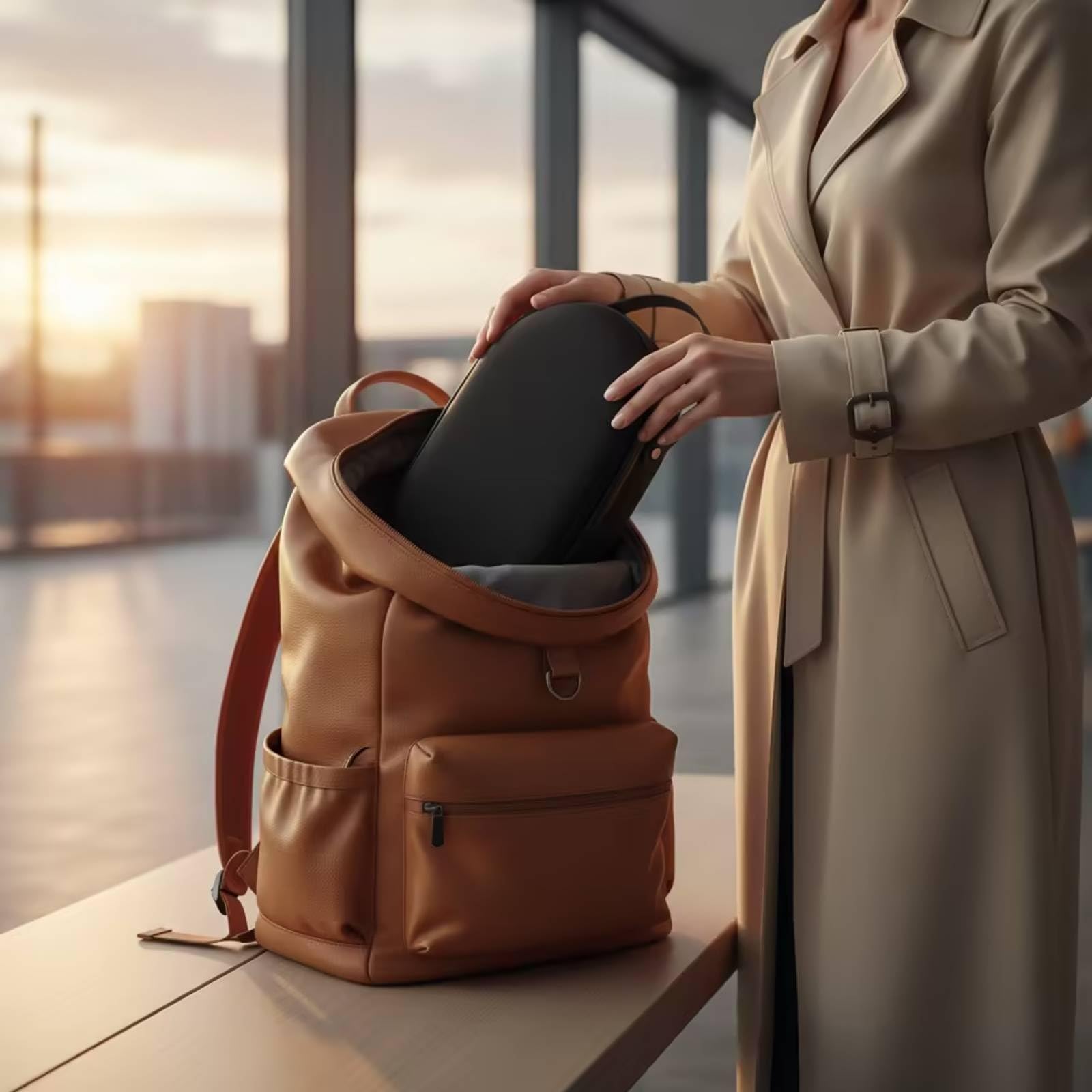 Qianly Custodia Rigida con Cerniera da Viaggio Custodia con Maniglia Resistente Agli Urti per Viaggiatori, Pendolari, Nero