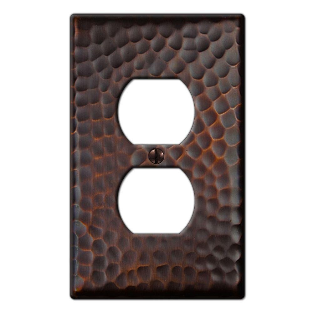 Hampton BayHammered 1 Duplex Outlet Plate - Aged Bronze