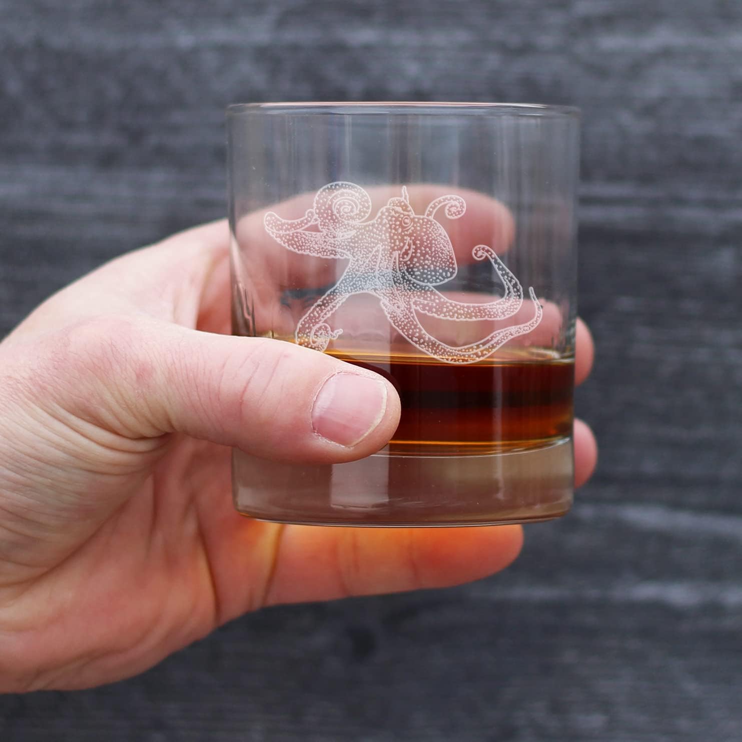 Bevvee Octopus Whiskey Rocks Glass - Octopus Decor or Gifts for Beach and Ocean Lovers - Engraved Design - 10 Oz Glasses - Image 3