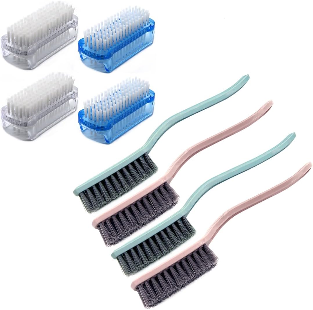 Handle Grip Foot Brush Two Sided Nail Brush Fingernail Scrub Brush Hand Cleaning Brushes Soft Stiff Bristles Nails Toes Scrubber for Men Women Kids,8 PCS