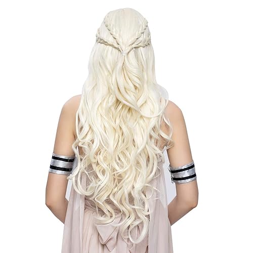 Peluca para hacer cosplay de Daenerys Targaryen de Juego de Tronos temporada 7 peluca de disfraz de Khaleesi  Rubio claro