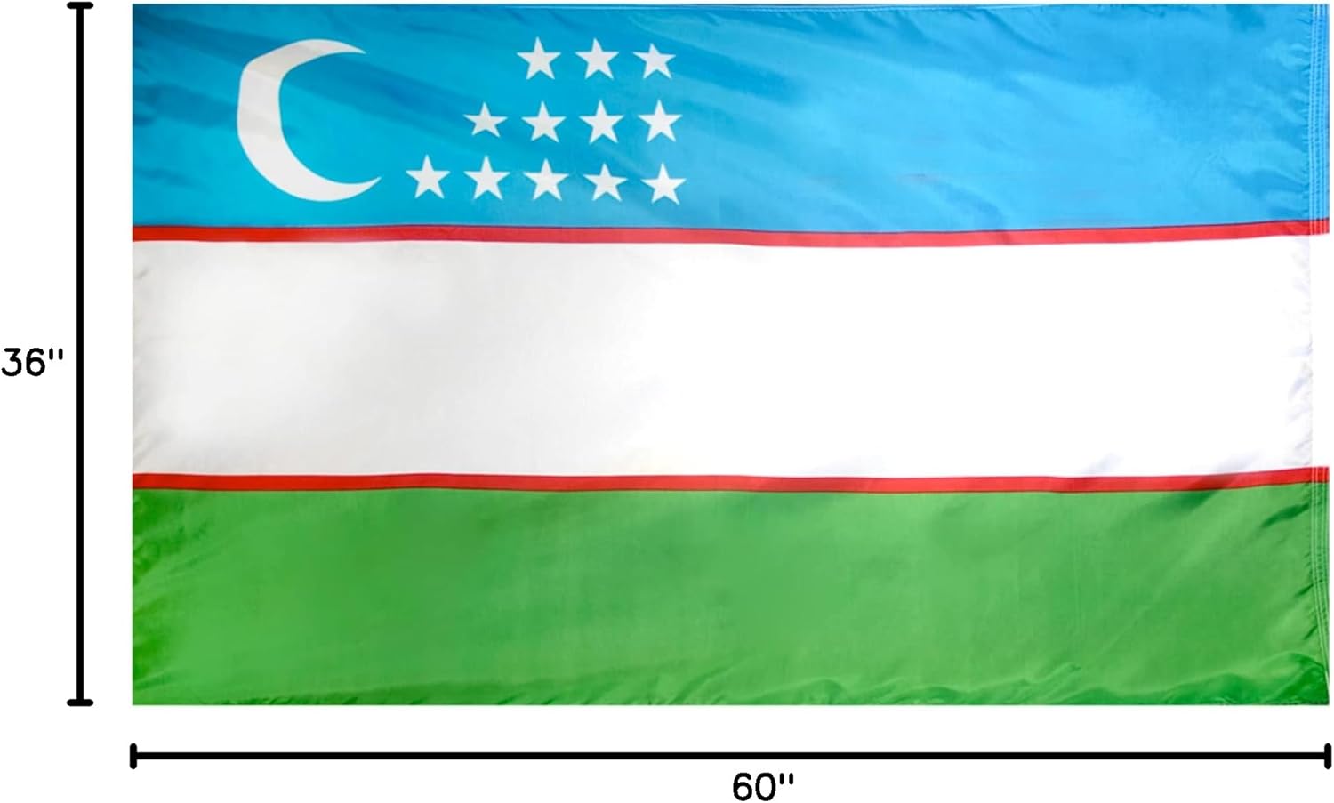 Annin Flagmakers Uzbekistan Flag USA-Made to Official United Nations Design Specifications, 3 x 5 Feet (Model 973719)