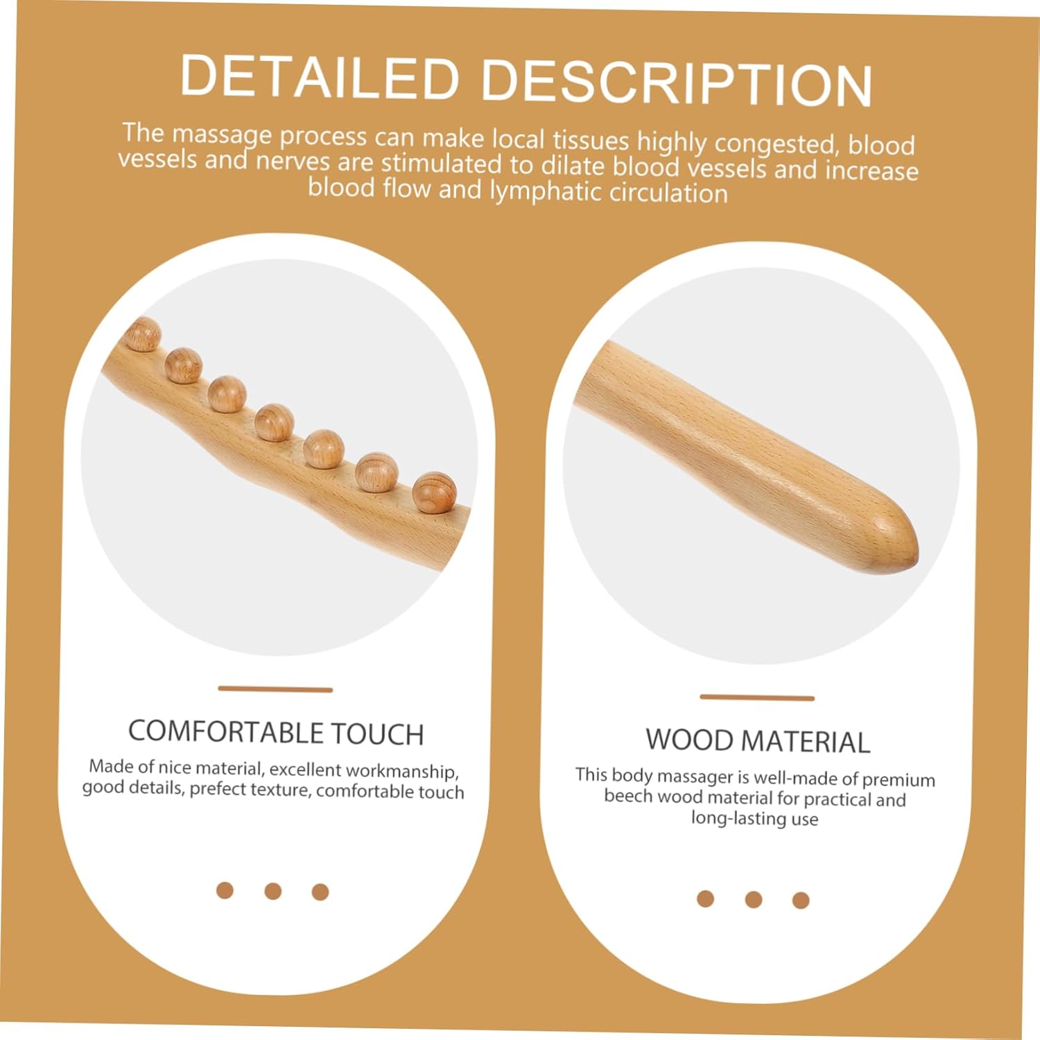 Healifty Massage Stick 2 Pcs Ten-Bead Rolling Stick Guasha Wood Stick Massage Roller Stick Muscle Scraper Wooden Massage Tool Treatment Stick Beech Open Back Fitness Workout Stick