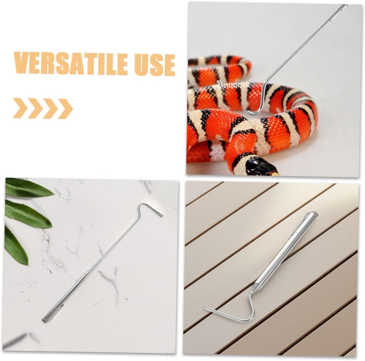 Snake Handling Equipment 26 Collapsible Snake Hook Snake Grabber Stainless Steel for Fieldwork