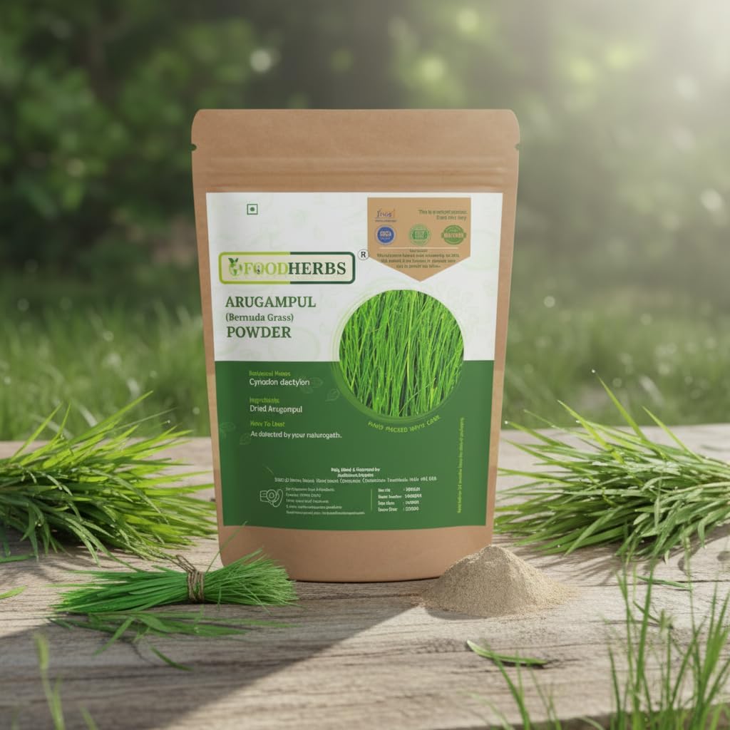 Foodherbs Arugampul Powder | Natural Bermuda Grass | Ayurvedic Herbal Supplement for Detox, Skin Health & Blood Purification | Vegan & Non-GMO | Powder Form | 100g