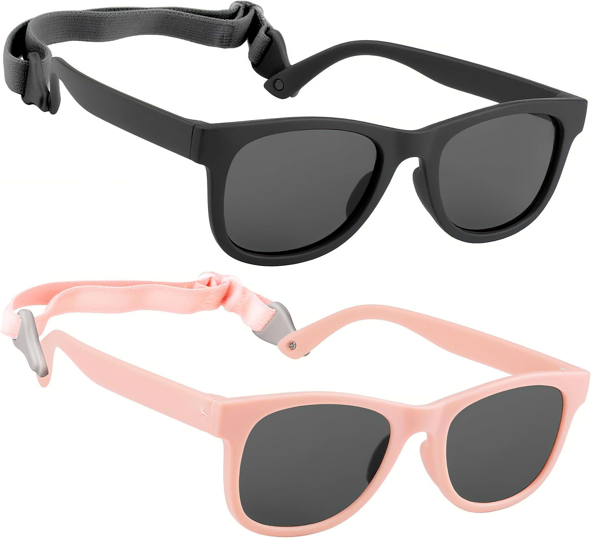 2 Pack Toddler Sunglasses Polarized with Strap for 18M+ / 2-4 Years Kids, Girls Boys Baby Glasses UV Protection
