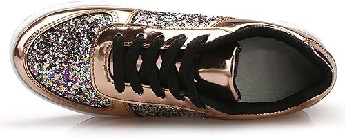 Miniatura 5 de sixyoury Tenis de moda con plataforma y purpurina para mujer, con lentejuelas brillantes, con cordones, casuales, de piel sintética, zapatos para