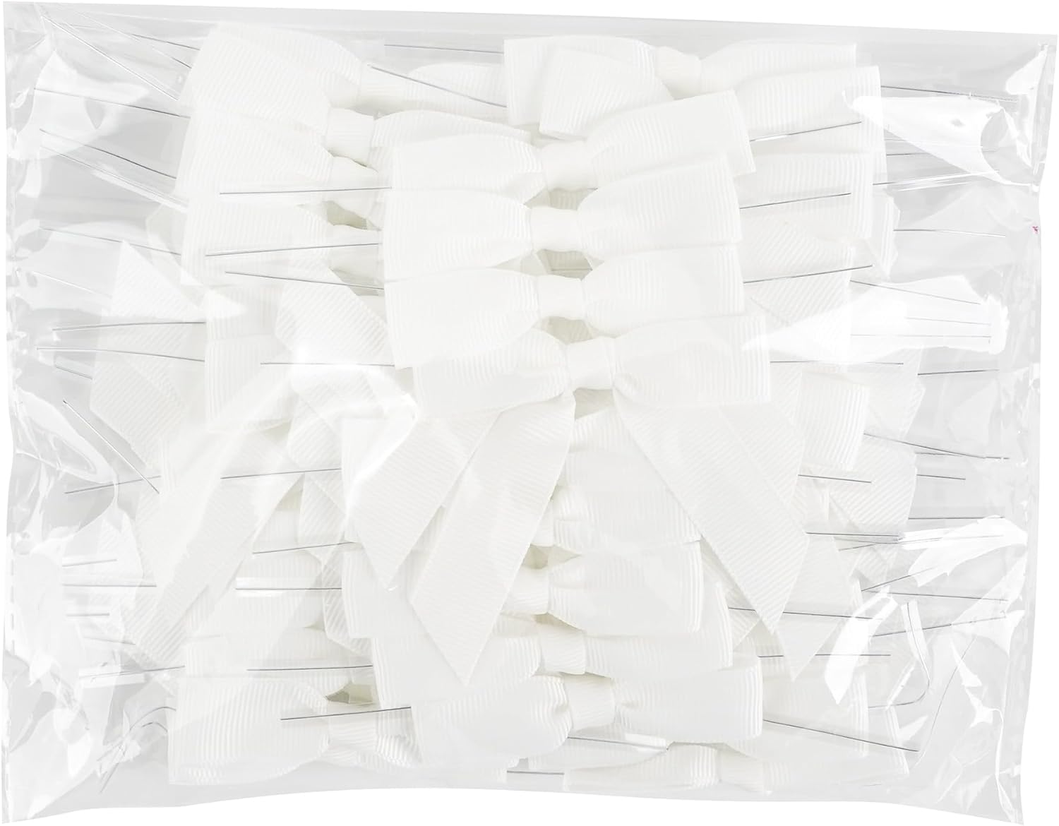 50 PCs White Bow 2.5" Grosgrain Ribbon Bow for Decorations, Small Bows for Crafts, Mini Bow Twist Tie Bows for Gift Wrapping, Premade Bows for Baby Shower, Wedding, Party, Candy, Treat Bags - Image 9