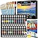 RATEL 40 Stück Acrylfarben Set, 24X22ml Mit 2 Leinwand+11 Pinsel +1 Palette+Palette Messer+Schwamm, für Acrylfarben Set für Anfänger, Kinder, Künstler ,für Holz ,Steine