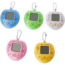 Retro Handheld Game Machine Electronic Nostalgic Virtual Digital Pet with Keychain Game Keyring for Kids