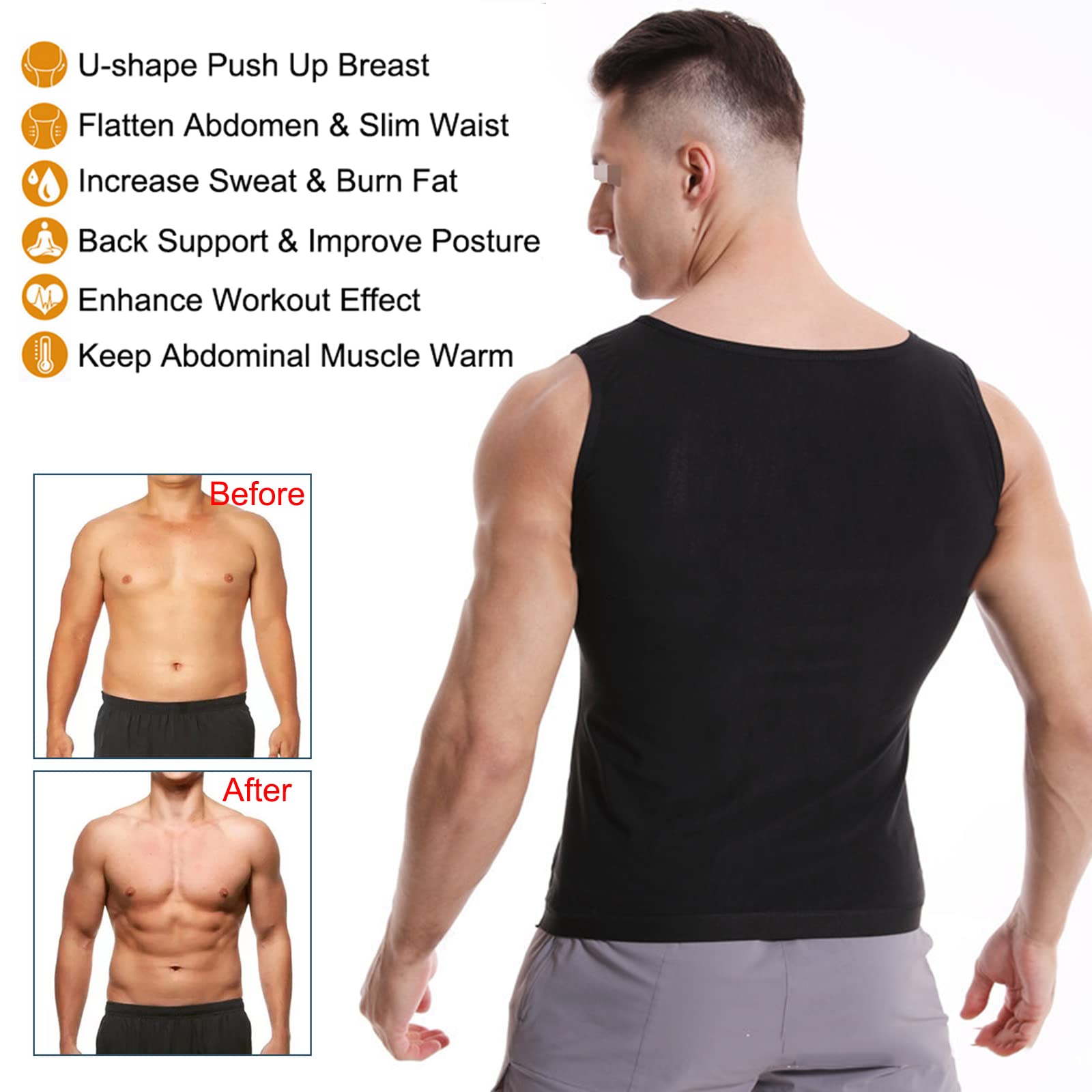 Gilet Dimagrante Neoprene Gilet Sauna Dimagrante Per Uomo - Neoprene, Compressione Addome, Per Allenamento E Perdita Peso Corpetto Termico Neoprene Uomo - Foto 9