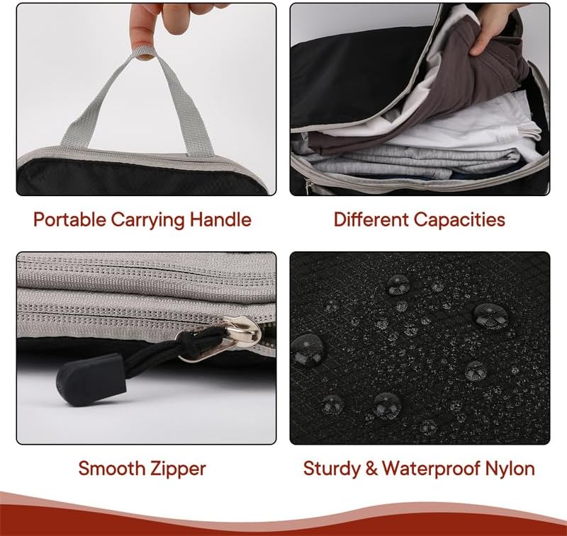 Miniatura 6 de TrendySupply Cubos de embalaje de compresión para viajes, cubos de embalaje y organizadores de viaje (4 negros lisos)