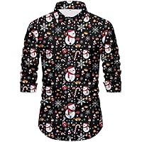 Camisa Navideña para Hombre Camisa Estampada 3D de Moda Camisa