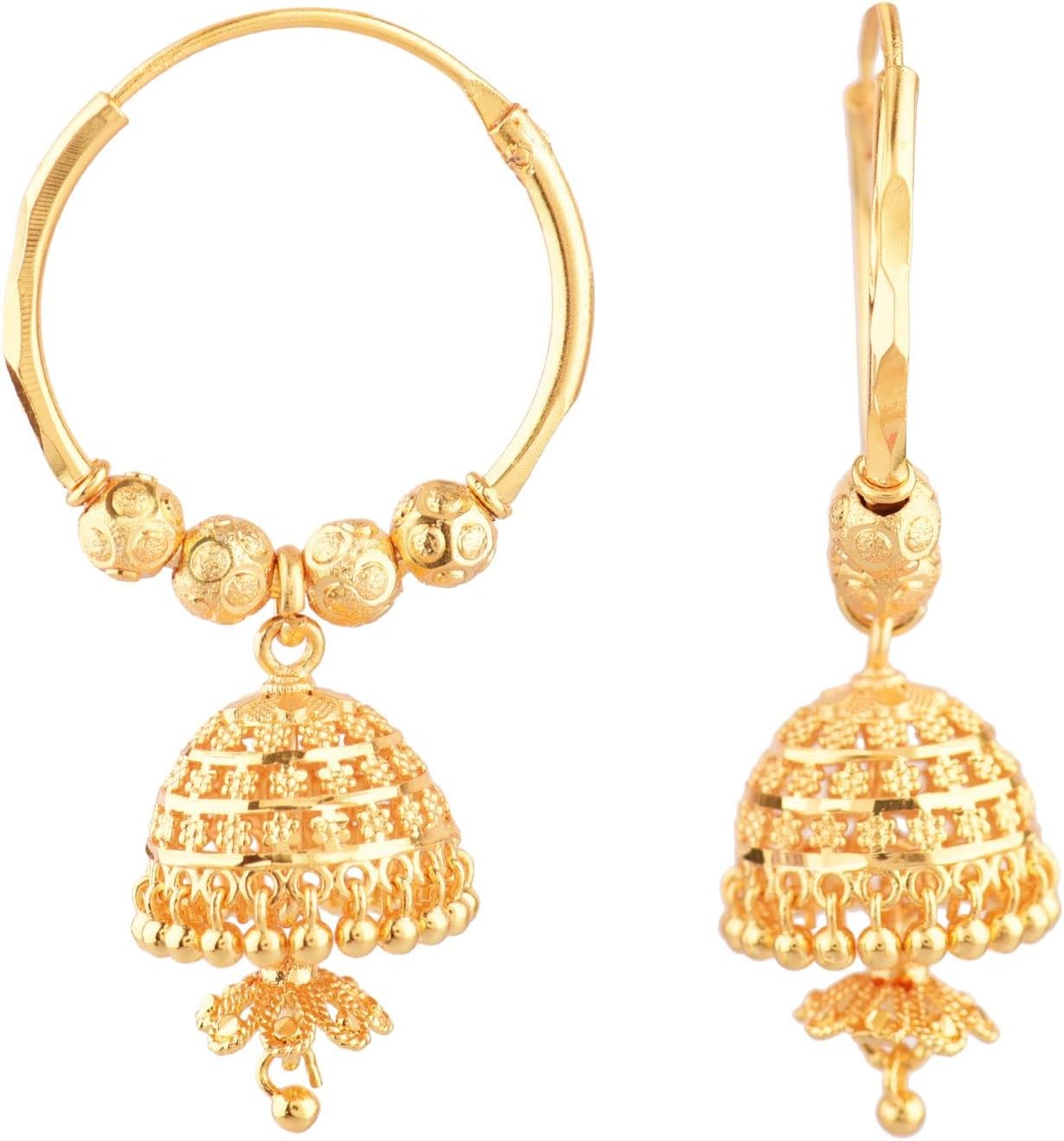 Efulgenz Indian Hoop Earrings Traditional Wedding Bridal Bollywood Jewelry Jhumka Jhumki Dangle Earrings Set Indian Jhumkas for Women