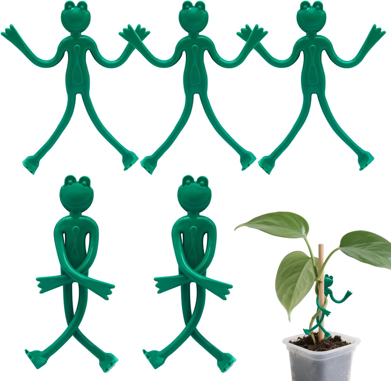 Amazon.com : 5 Pcs Frog Plant Stand, Cute Frog Plant Support Clips ...