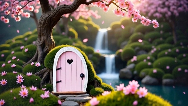 Amazon.com: Jinshining Pink Streak Mini Fairy Garden Door for Tree