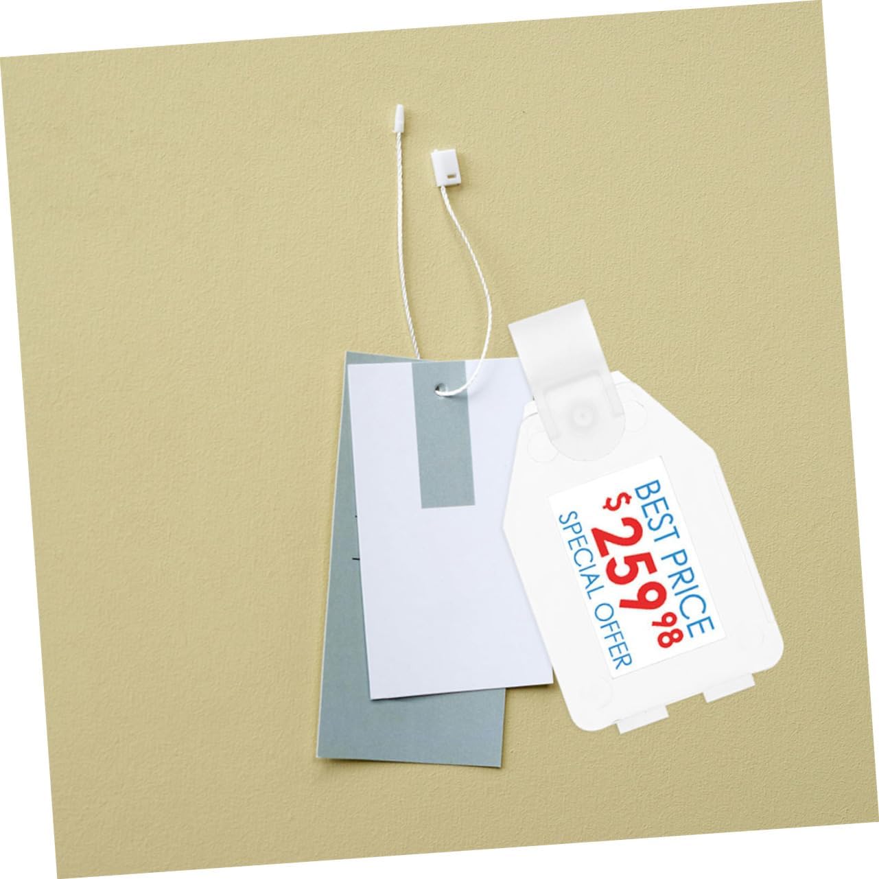 MAGICLULU 50pcs Semi Plastic Price Tag Holders Wire Shelf Label Clips Retail Ticket Hangers Adhesive Sign Holders for Market Office