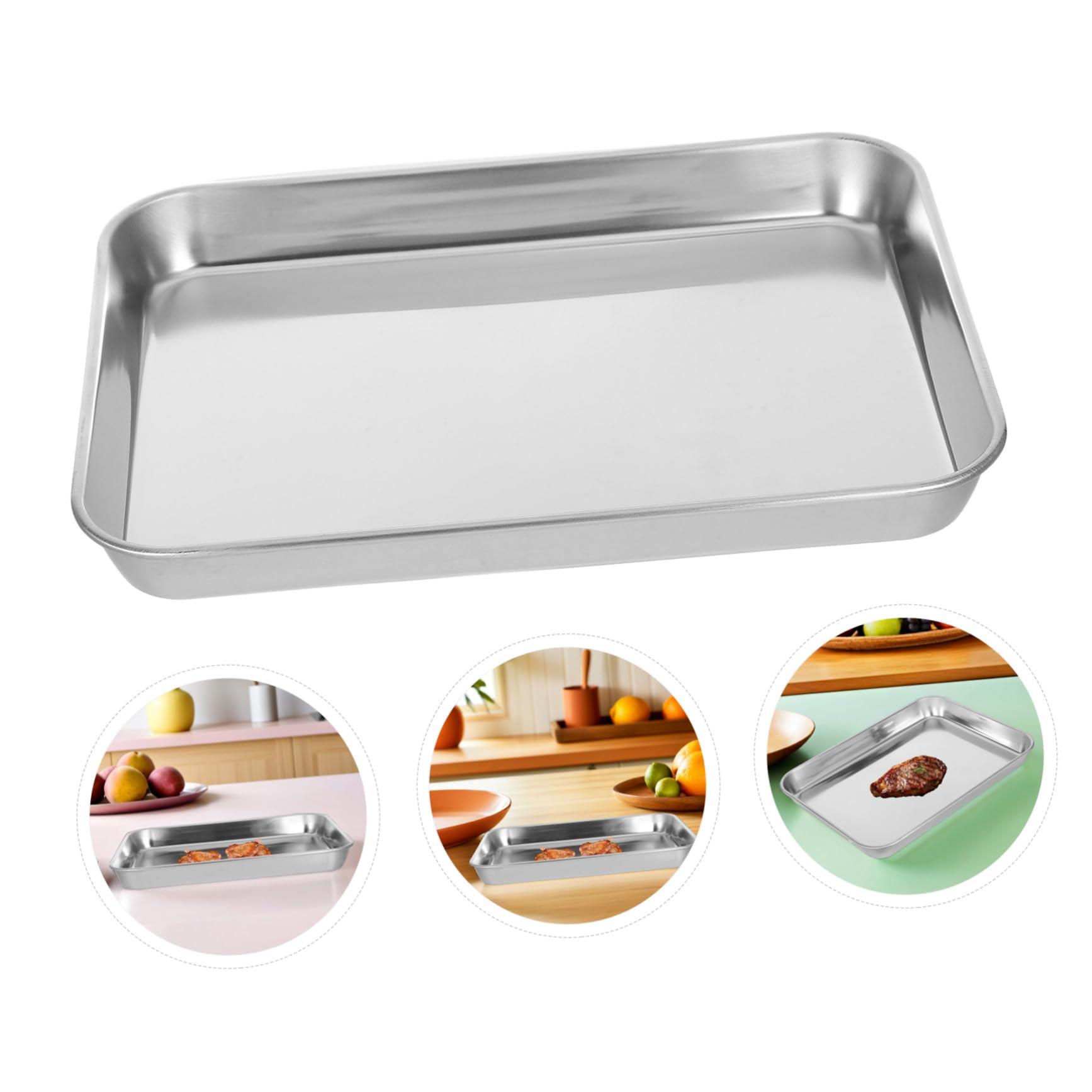 Toyvian Plaque de Cuisson Acier Inoxydable Moule Pâtisserie Réutilisable Antirouille Plateau de Cuisson Lisse et Résistant pour Gâteau Sushi et Barbecue Dimension