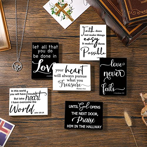 image for Yalikop 6 Pcs Bible Verse Mini Wood Sign Christian Decor Wooden Inspir