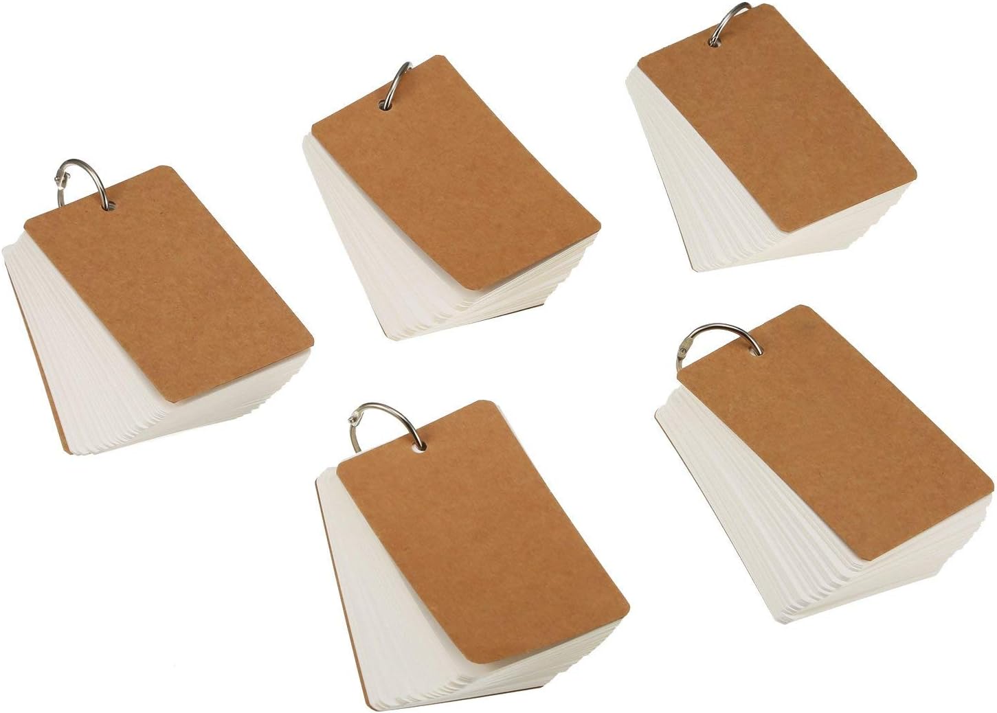 Flashcards,Study Cards Coloured 5 Pack Kraft Paper Memo Scratch Note Pads Index Cards with Binder for Revising Vocabulary Planning Talks DIY White 9 * 5.5CM