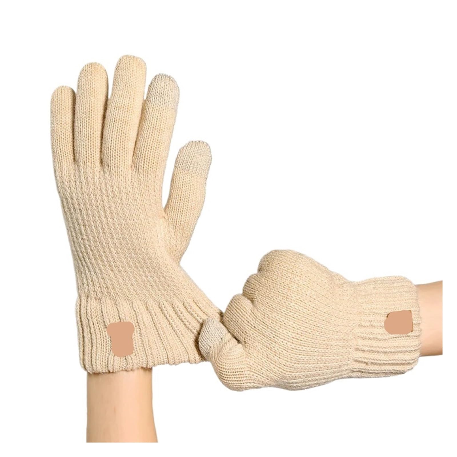 Guantes térmicos de punto trenzado, pantalla táctil con forro polar | Forro polar suave for retener el calor, apto for montar y desplazarse diariamente en otoño.