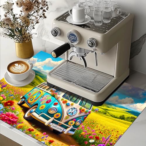 Image of HOMETITUTE Spring Stove Top Cover 28x20 Flower Van Countryside Heat Resistant