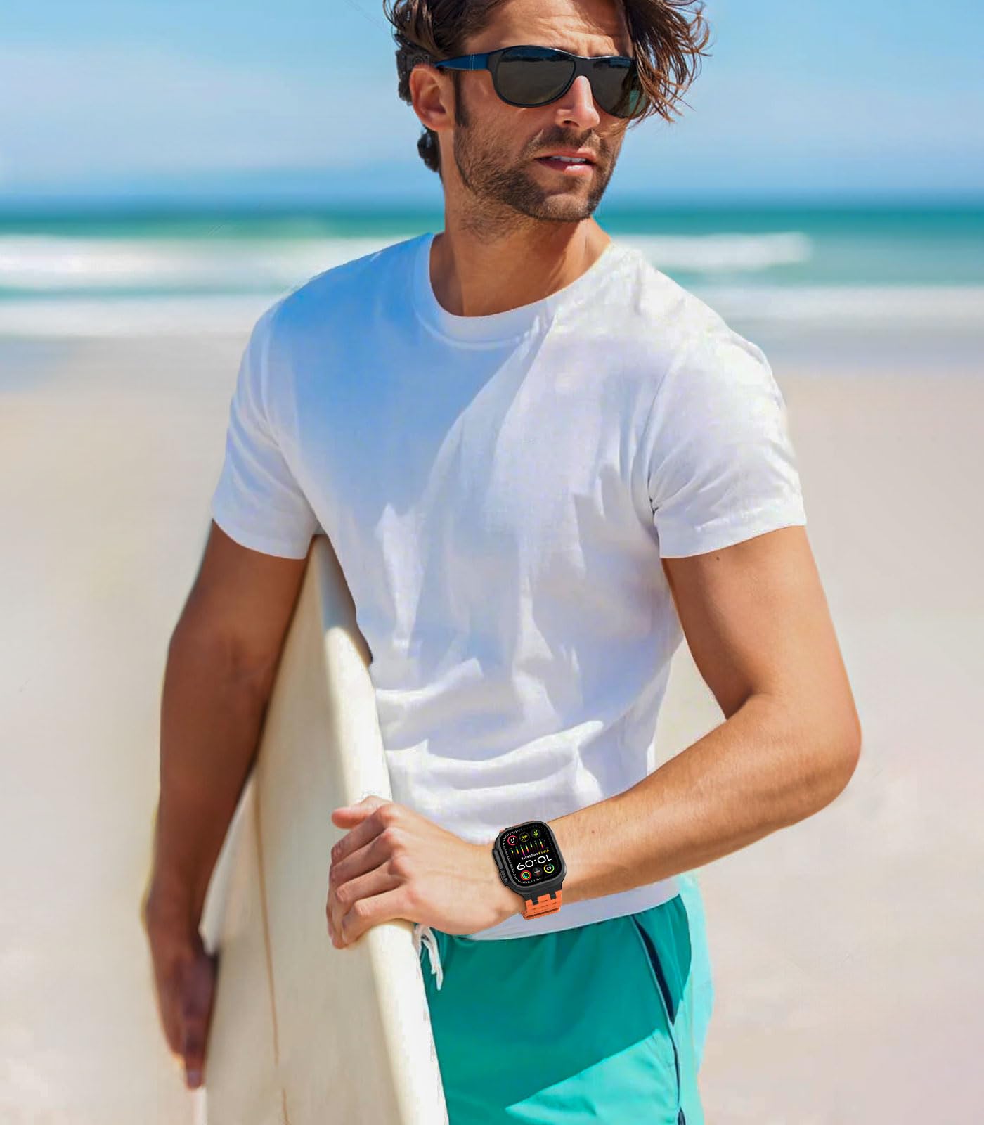 MoKo Correa Ocean Compatible con Apple Watch Ultra 3/2/1 49 mm, S11/S10 46 mm, 9/8/7 45 mm, SE3/SE2/SE/6/5/4 44 mm, 3/2/1 42 mm, Correa Deportiva de Silicona Transpirable