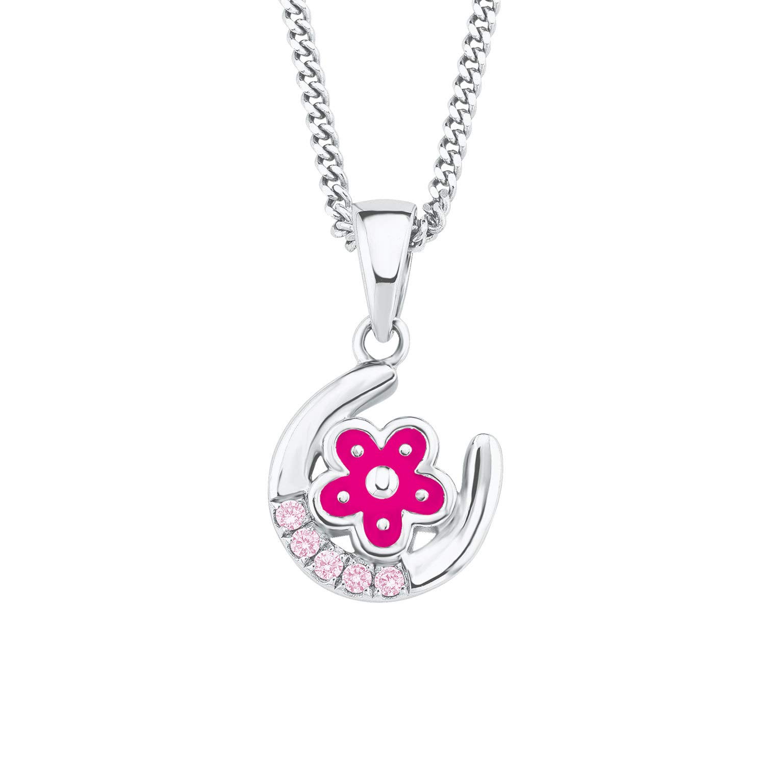 Prinzessin Lillifee Halskette Für Mädchen – 925 Sterling Silber Mit Hufeisen & Blume | Längenverstellbar 35+3 Cm