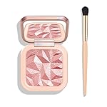 KYDA Pink Highlighter Palette, High Glossy Face Illuminator Palette, Natutal Glow Finish, Pearl Shimmer Smooth Baked Powder, Lasting Sparkling Highlighter Blush Makeup-PINK