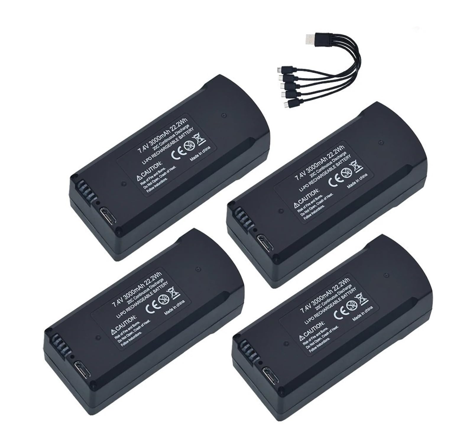 GHCFWKU Lithium Polymer Rechargeable Battery, Compatible for V168 PRO MAX 7.4V 3000mAh Drone Battery V168 GPS Battery with 1/5 Charging Cable