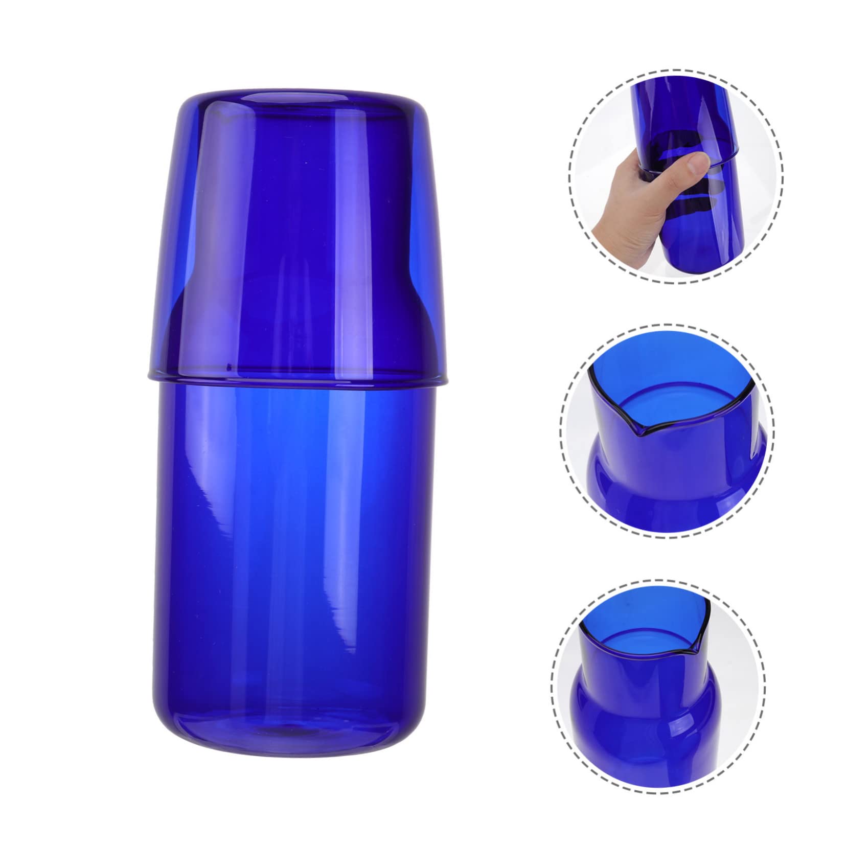 Ipetboom Set Bicchieri in Vetro Borosilicato Blu, 1 Tazza e 1 Bottiglia