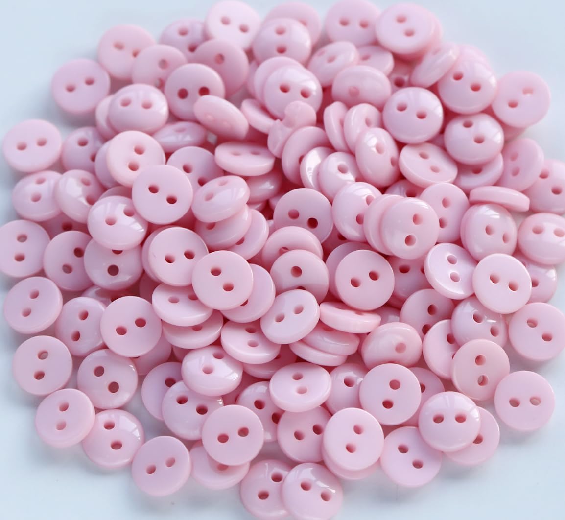 300pcs 7.5mm (0.3 inch) Very Tiny and Small Size Round Resin Buttons Pink Color 2 Holes Button for Shirts Blouse DIY Crafts Scrapbooking