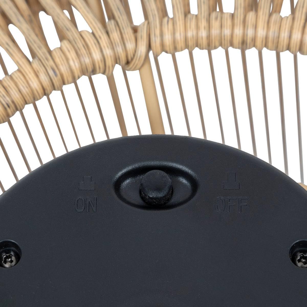 Atmosphera - Lampadaire d'Extérieur Solaire Loise Beige H 78 cm, Résine Effet Rotin Tressé, Rechargeable USB - Pour Jardin, Terrasse, Balcon