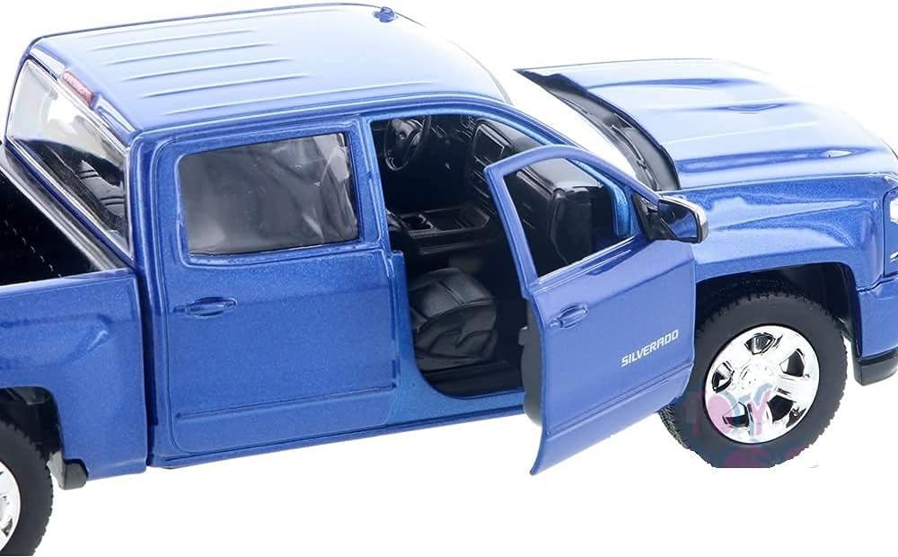 Motormax 2017 Chevy Silverado 1500 LT Z71 Crew Cab Truck, Blue 79348BU - 1/27 Scale Diecast Model Toy Car