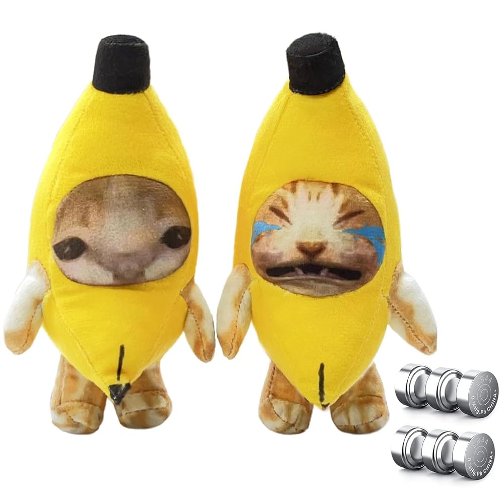 Amazon.co.jp: 2個 ファニーバナナ猫ぬいぐるみ 泣いている