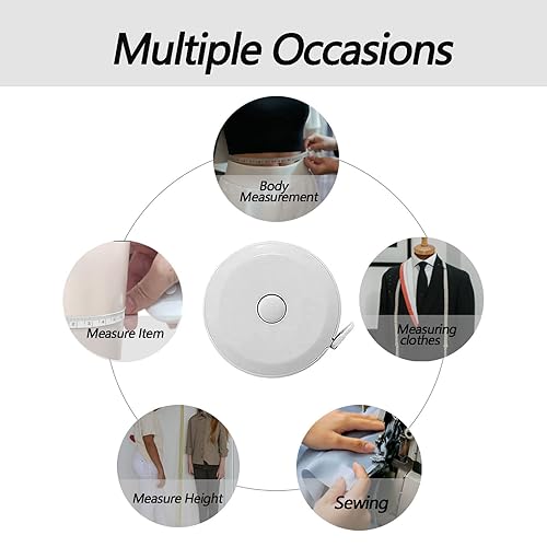 Miniatura 7 de Paquete de 3 cintas métricas retráctiles para cuerpo, 60 pulgadas, 4.9 ft, regla flexible de doble cara para manualidades, tela, costura, sastre,