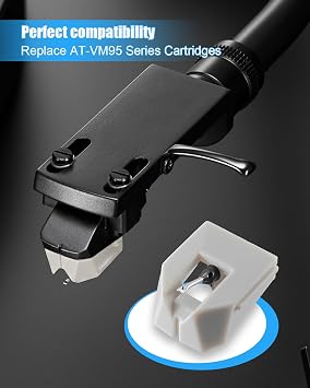 AT-VM95 Series Cartridges Gray Elliptical Replacement Turntable Stylus