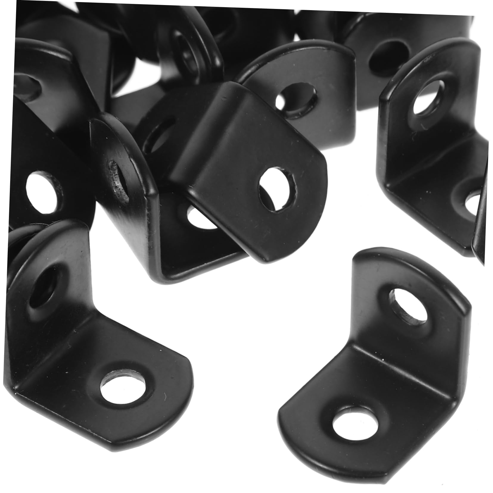 Generic 50pcs Iron Angle Code Metal Corner Thicken Straight Film Small Corner Corner Bracket Shelves Connector Screw Small Shelf Angle Corner Brace Corner Brackets, 1.90X1.90X1.50CM, Black